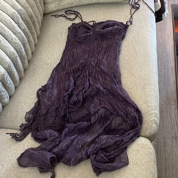 New By Miss Me Purple silk handkerchief dress - Picture 2 of 9